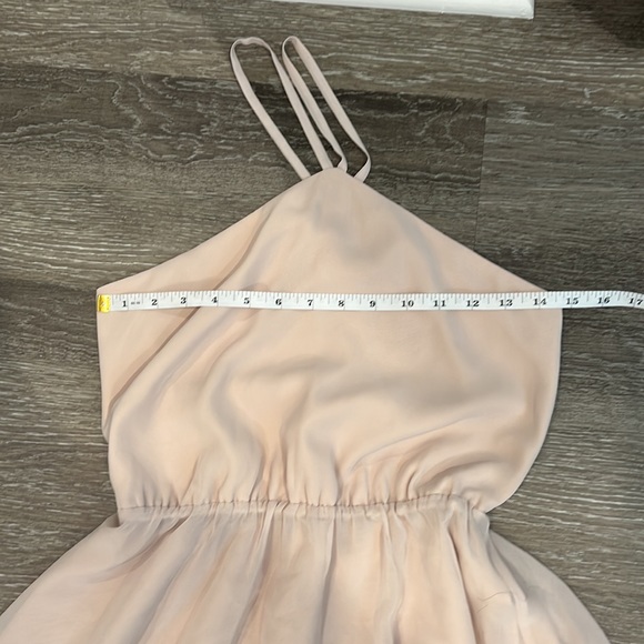 Ceremony by Joanna August Chiffon Satin Champagne Dusty Pink XS Dress - Picture 8 of 9